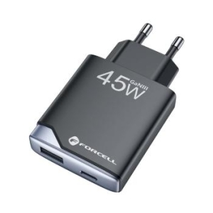 Ładowarka sieciowa USB + Typ C Forcell F-Energy Ultra Slim GaN III PD QC4.0 3A 45W Czarny - 192582