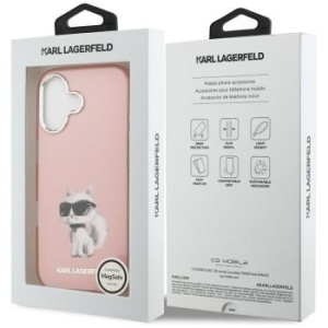 Markowy Hard Case Karl Lagerfeld IML Aquarelle Choupette & Logo Apple iPhone 17 Różowy - 192647
