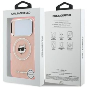 Markowy Hard Case Karl Lagerfeld IML Choupette Head Logo Apple iPhone 17 Pro Max Różowy - 192655