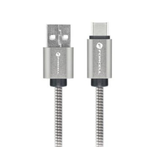Kabel USB A do Typ C Forcell F-Energy C234 QC4.0 3A 66W Metal 1m Srebrny - 192778