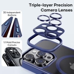 Markowy Armor Case Rock Guard Touch Matte Series Magnetic Apple iPhone 16 Pro Niebieskie - 192801