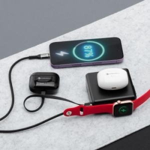 Ładowarka Wielofunkcyjna 6w1 Forcell F-Energy USB A + USB C PD 45W + Power Bank 15000 mAh + Ładowanie bezprzewodowe 15W Czarny - 193055