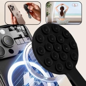 Uchwyt silikonowa przyssawka magnetyczna z pierścieniem na palec MSH9 Czarny - 193319