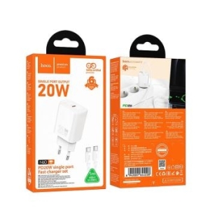 Ładowarka sieciowa Typ C Hoco QC PD 20W + Kabel Typ C do Lightning N60 Biały - 193402