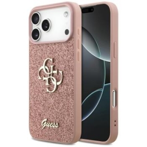 Markowy Hard Case Guess Fixed Glitter Big 4G Apple iPhone 17 Pro Max Różowy - 193573