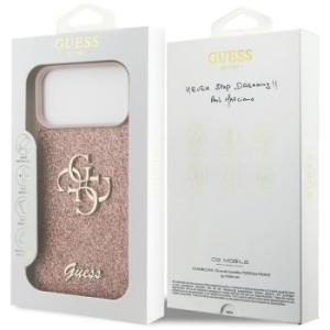 Markowy Hard Case Guess Fixed Glitter Big 4G Apple iPhone 17 Pro Max Różowy - 193576