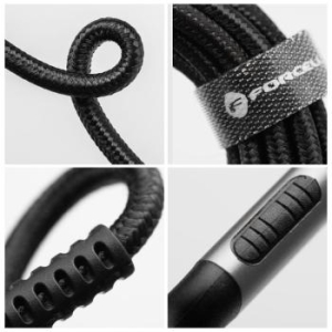 Kabel USB do Typ C Forcell F-Energy QC4.0 3A 66W Cafule 2m C256 Czarny - 193730