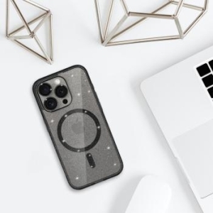 Glitter Magsafe Case Apple iPhone 17 Pro Czarny Clear - 194019