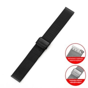 Pasek ze stali nierdzewnej do smartwatch 20mm Czarny - 194214