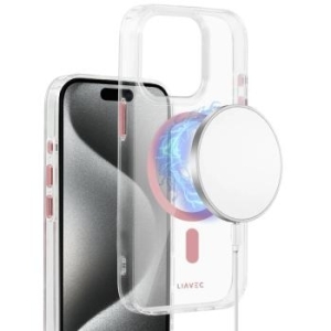 Markowy Silikon Liavec Glossy Magsafe Clear Case Apple iPhone 15 Różowy - 194944