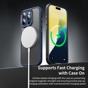 Markowy Armor Case Rock Guard Touch Matte Series Magnetic Apple iPhone 16 Pro Max Niebieskie - 194967