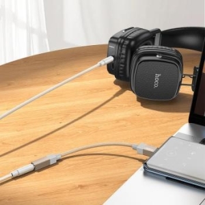 Adapter AUX Typ C (męski) do Jack 3,5 mm (żeński) Hoco UPA32C Złoty - 195225