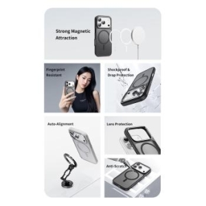 Markowy Armor Case Rock Guard Touch Matte Series Magnetic Apple iPhone 17 Pro Max Biały (metal lens frame) - 195364