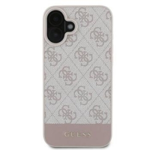 Markowy Hard Case Guess 4G PU Bottom Stripe Apple iPhone 16 Plus Różowy - 195501
