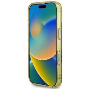 Markowy Hard Case Guess IML Metal Glitter 4G Circle Triangle Apple iPhone 16 Brązowy - 195571