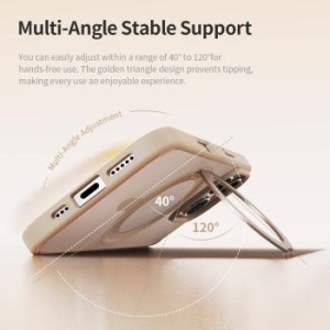 Markowy Armor Case Rock Rotating Stand Soft Touch Series Magnetic Apple iPhone 16 Pro Złoty - 195595