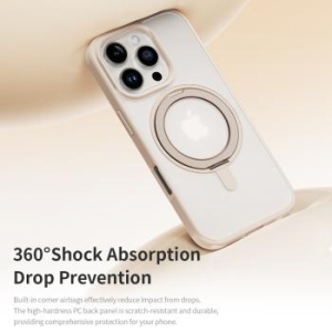 Markowy Armor Case Rock Rotating Stand Soft Touch Series Magnetic Apple iPhone 16 Pro Złoty - 195597