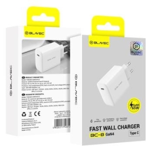 Ładowarka sieciowa Typ C Blavec BC-8 GaN4 PD QC 65W 3A Biały - 207159