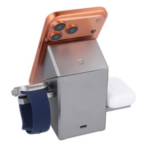 Ładowarka Indukcyjna Forcell F-Energy 3w1 Rotation Cube Qi2 zgodna z MagSafe Srebrny - 195949