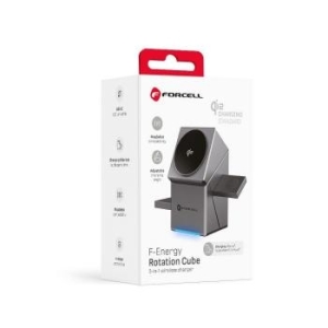 Ładowarka Indukcyjna Forcell F-Energy 3w1 Rotation Cube Qi2 zgodna z MagSafe Srebrny - 195951