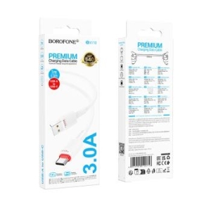 Kabel USB na Typ C Borofone BX110 Beneficio 3A 1m Biały - 195939