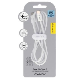 Kabel oplot Typ C na Typ C Blavec Candy PD 60W 3A 2m Apple CarPlay/Android Auto Biały - 197091