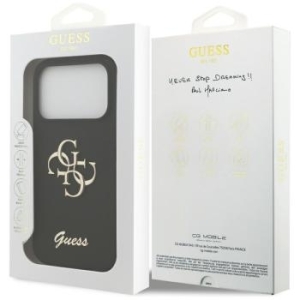 Markowy Hard Case Guess Silicone Big 4G Script Apple iPhone 17 Pro Czarny - 197558