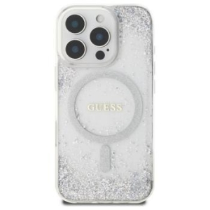 Markowy Hard Case Guess Resin Gradient Glitter Apple iPhone 16 Pro Srebrny - 197479