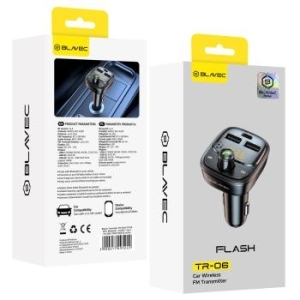 Transmiter FM Blavec Flash TR-06 MP3, Bluetooth - 2xUSB + Typ C - PD 30W Czarny - 197701