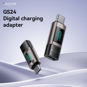 Adapter OTG Yesido GS24 - Typ C (męski) na Typ C (żeński) - z wyświetlaczem LCD Czarny - 197764