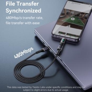 Adapter OTG Yesido GS24 - Typ C (męski) na Typ C (żeński) - z wyświetlaczem LCD Czarny - 197766