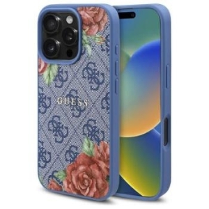 Markowy Hard Case Guess 4G Flowers Print Apple iPhone 16 Pro Niebieski - 197887