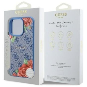 Markowy Hard Case Guess 4G Flowers Print Apple iPhone 16 Pro Niebieski - 197890