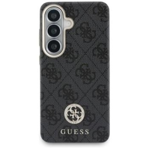 Markowy Hard Case Guess 4G Rhinestone Round Logo MagSafe Samsung Galaxy S26 Czarny - 198400