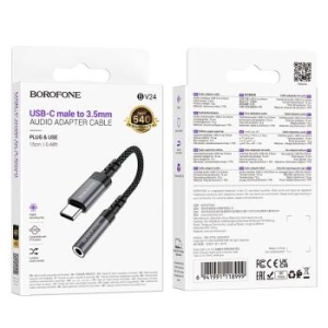 Adapter Typ C na Jack 3,5mm Borofone BV24 Graceful Szary - 198419