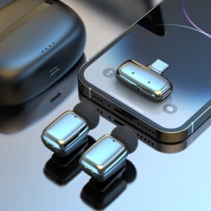 Blavec Mikrofon Bezprzewodowy Krawatowy x 2 MK-03 ClipGo Typ C (LMMK03-S) srebrny - 198641