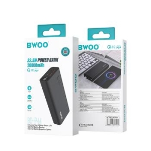 Power bank 22,5W 20000mAh z wyświetlaczem LCD BWOO Czarny - 199167