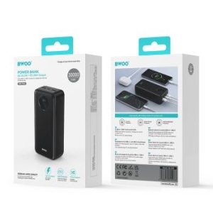 Power bank 30000mAh z wyświetlaczem LCD 22,5W BWOO Czarny - 207241