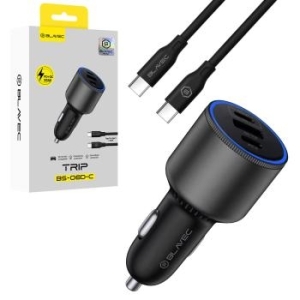 Ładowarka samochodowa USB + 2 x Typ C Blavec BS-06D-C Trip QC 3.0 18W PD 65W z kablem Typ C na Typ C Czarny - 199762