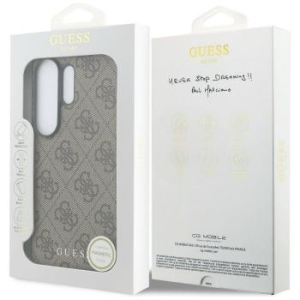 Markowy Hard Case Guess PU 4G Classic Logo with Charm Samsung Galaxy S26 Ultra Brązowy - 199633
