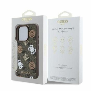 Markowy Hard Case Guess PU Peony on 4G Background Apple iPhone 16 Pro Brązowy - 200044