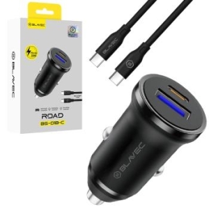 Ładowarka samochodowa USB + Typ C Blavec BS-01B-C Road QC 3.0 18W PD 20W z kablem Typ C na Typ C Czarny - 200999