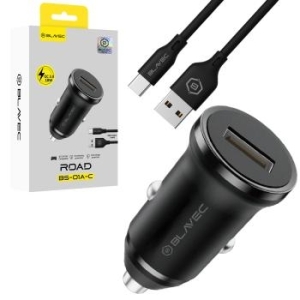 Ładowarka samochodowa USB Blavec BS-01A-C Road QC 3.0 18W z kablem USB na Typ C Czarny - 201003
