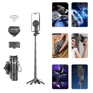 Selfie Stick Magsafe tripod + pilot + mocowanie 0,41m Aluminium Blavec Coco Mini P-05 Czarny - 200989