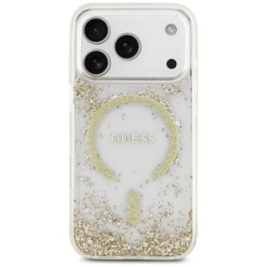 Markowy Hard Case Guess Resin Bottom Glitter Apple iPhone 17 Pro Złoty - 201322