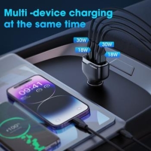Ładowarka samochodowa VEGER 2 x USB A + 2 x Typ C PD QC 3A 66W Czarny - 201532