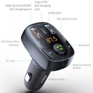 Transmiter Rock FM B301 MP3, Bluetooth - 2xUSB + Typ C + micro SD - 36W Czarny - 201725