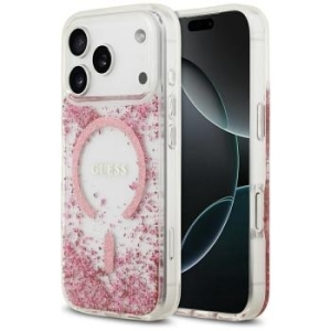 Markowy Hard Case Guess Resin Bottom Glitter Apple iPhone 17 Pro Różowy - 202052