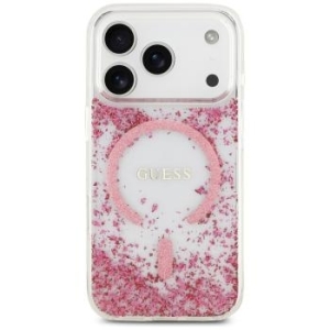 Markowy Hard Case Guess Resin Bottom Glitter Apple iPhone 17 Pro Różowy - 202053