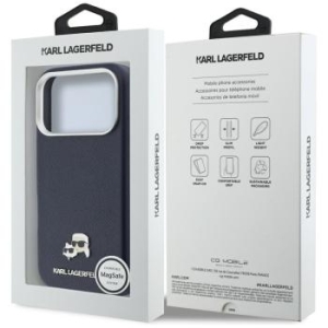 Markowy Hard Case Karl Lagerfeld PU FW W  K&C Head Pin Apple iPhone 17 Pro Niebieski - 202059